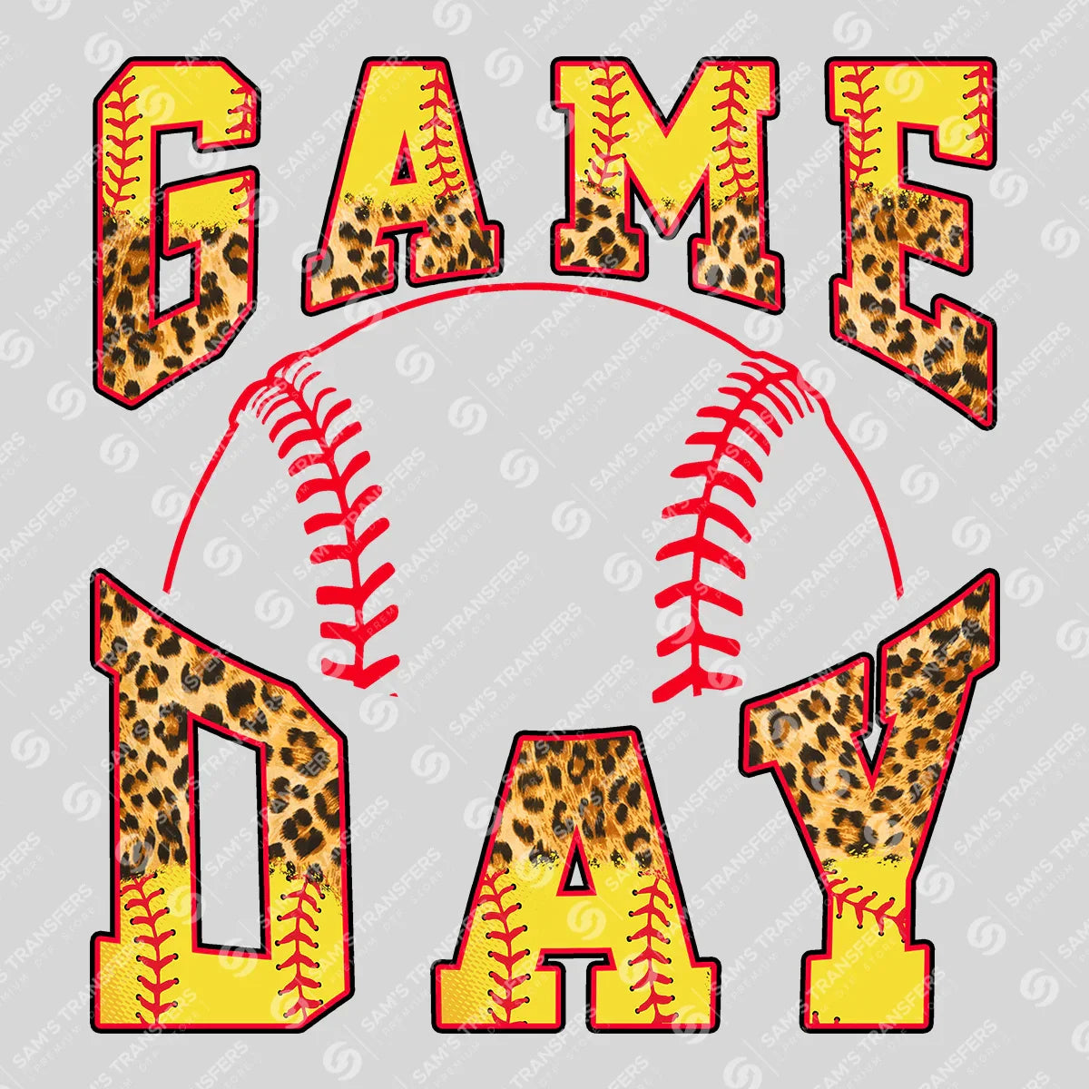 Apparel featuring a Game Day Leopard Softball-themed DTF transfer.