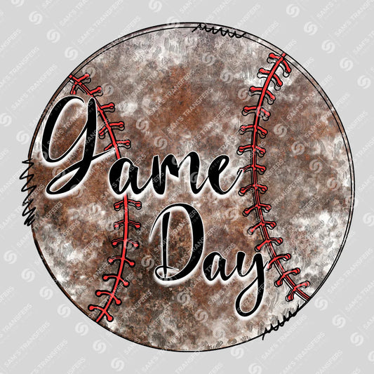 Apparel featuring a Game Day Baseball Grunge-themed DTF transfer.