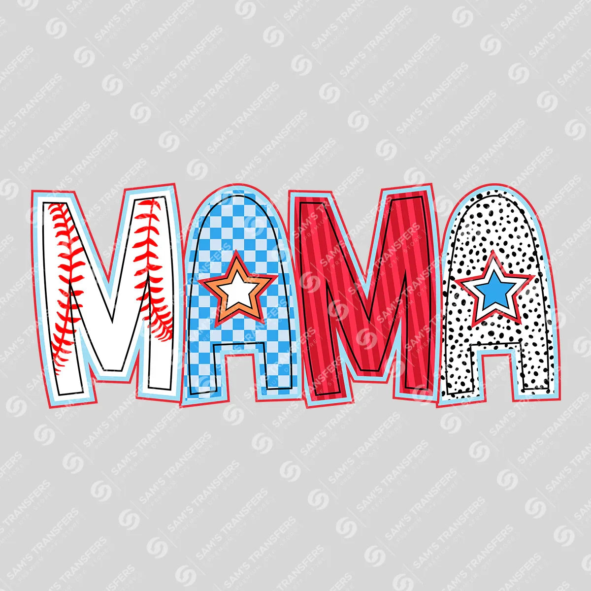 Apparel featuring a Baseball Mama Patriotic-themed DTF transfer.