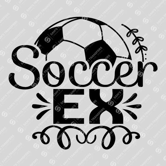 Apparel featuring a Soccer Ex-themed DTF transfer.