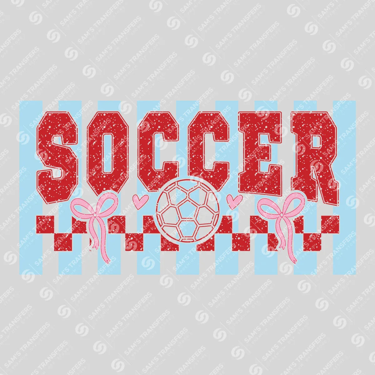 Apparel featuring a Soccer Coquette Bows-themed DTF transfer.