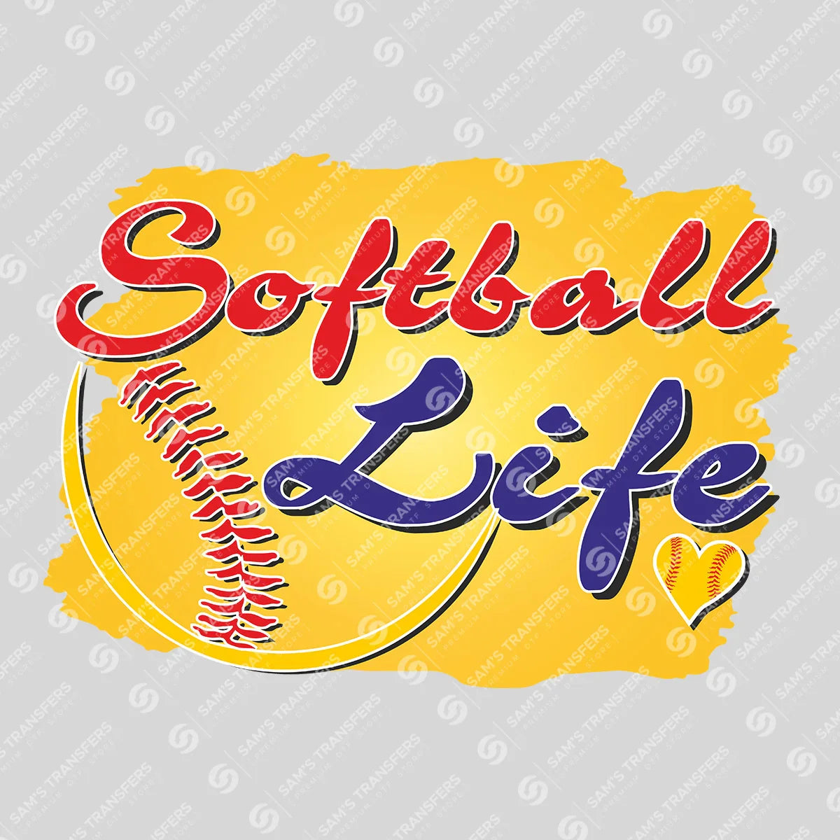 Apparel featuring a Softball Life-themed DTF transfer.