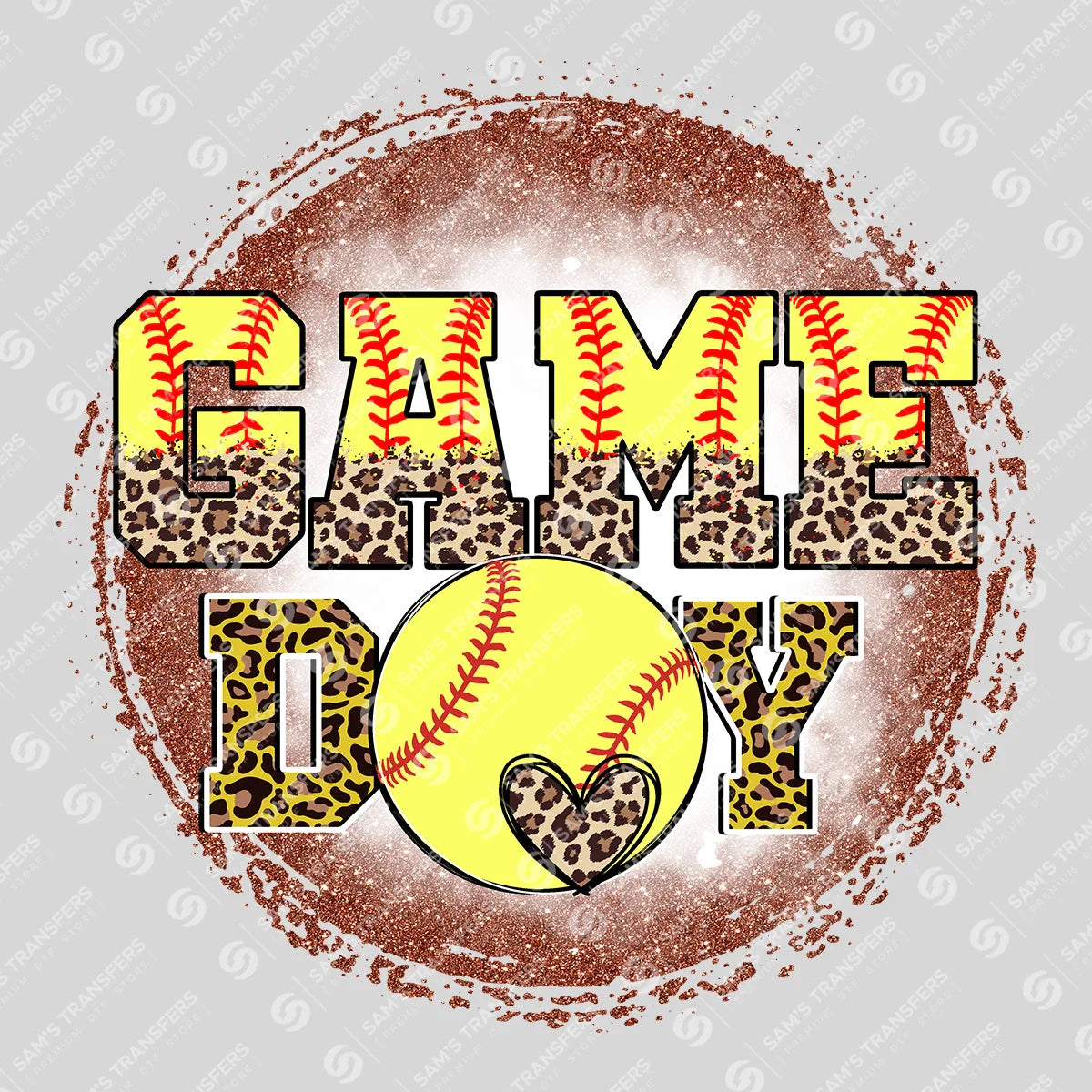 Apparel featuring a Game Day Softball Bleached-themed DTF transfer.
