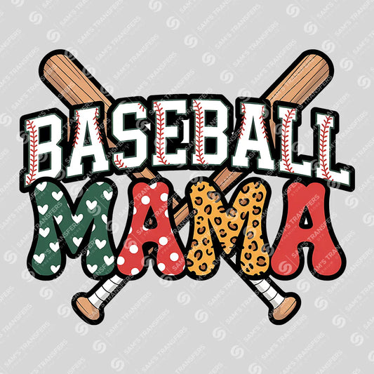 Apparel featuring a Baseball Mama Bats Hearts Polka-themed DTF transfer.