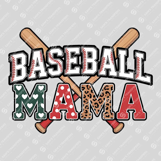 Apparel featuring a Baseball Mama Bats Hearts Leopard-themed DTF transfer.