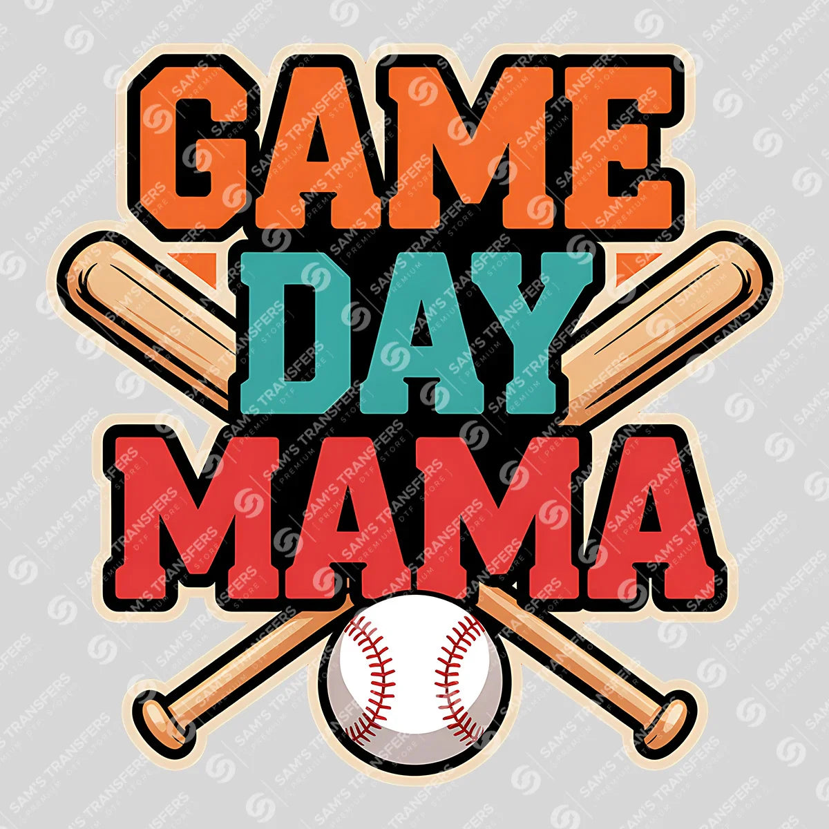 Apparel featuring a Game Day Mama Bats-themed DTF transfer.
