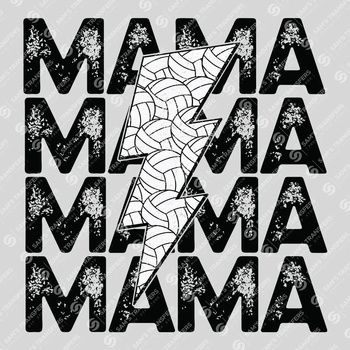 Apparel featuring a Volleyball Mama Bolt-themed DTF transfer.