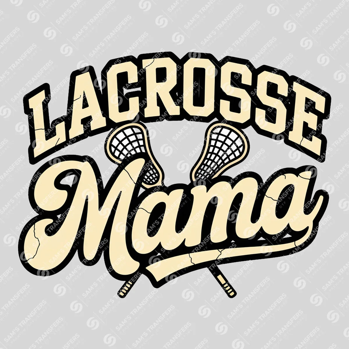 Apparel featuring a Lacrosse Mama-themed DTF transfer.