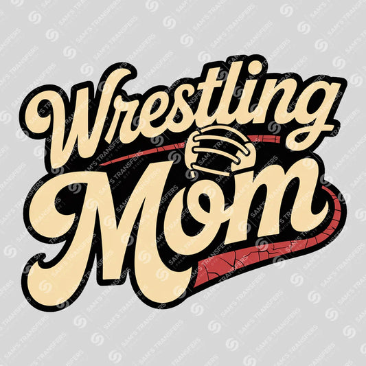 Apparel featuring a Wrestling Mom-themed DTF transfer.