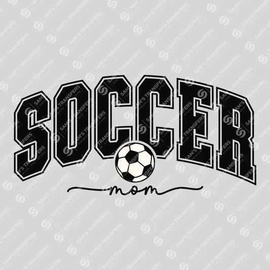 Apparel featuring a Soccer Mom Varsity-themed DTF transfer.