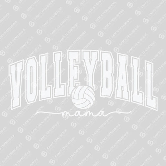 Apparel featuring a Volleyball Mama Varsity White-themed DTF transfer.