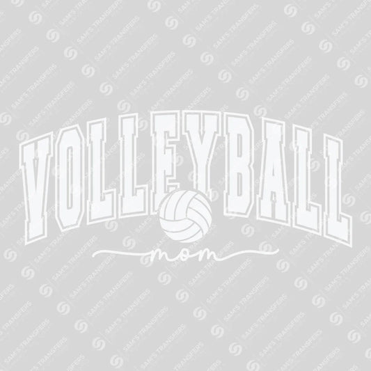 Apparel featuring a Volleyball Mom Varsity White-themed DTF transfer.