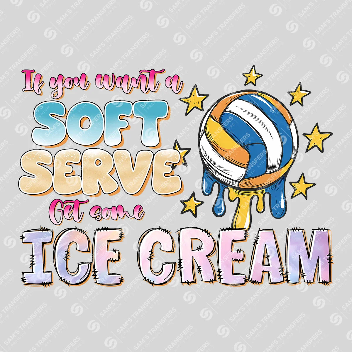 Apparel featuring a Soft Serve Get Some Ice Cream-themed DTF transfer.