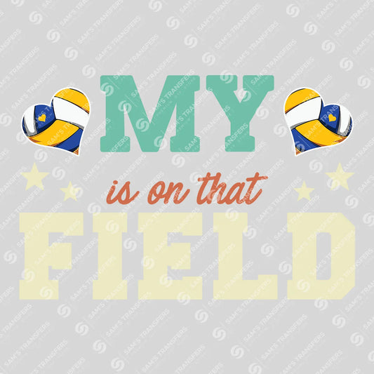 Apparel featuring a My Heart Is On That Field-themed DTF transfer.