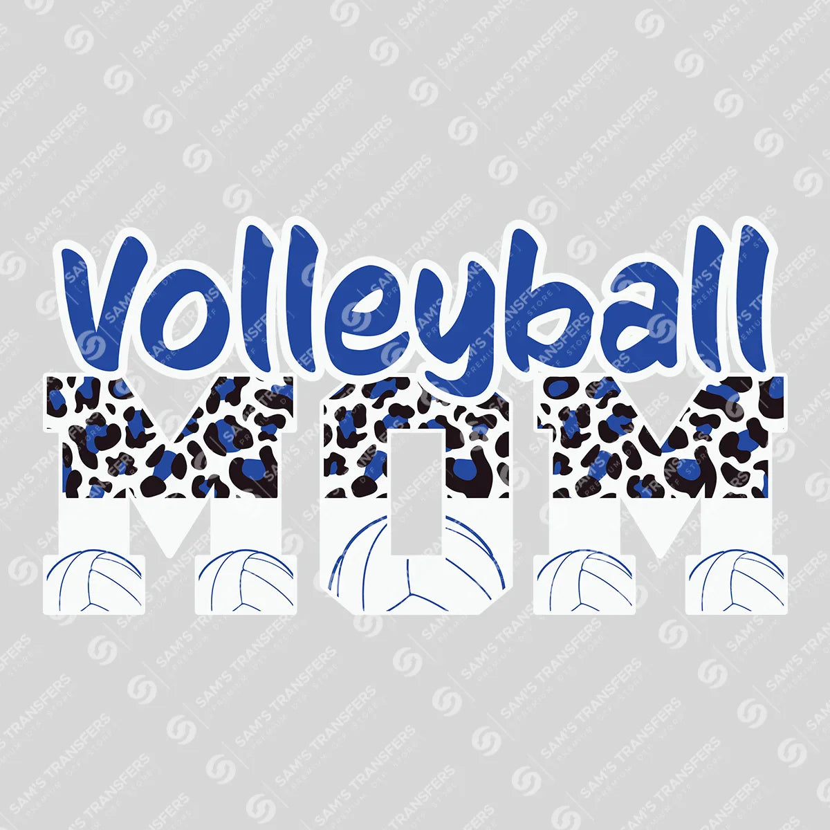Apparel featuring a Volleyball Mom Blue Leopard-themed DTF transfer.