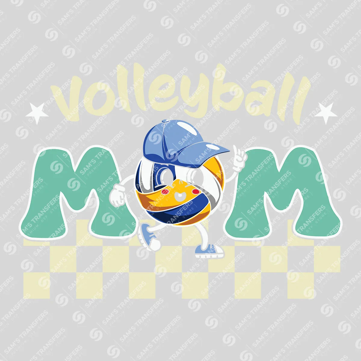 Apparel featuring a Volleyball Mom Green Character-themed DTF transfer.