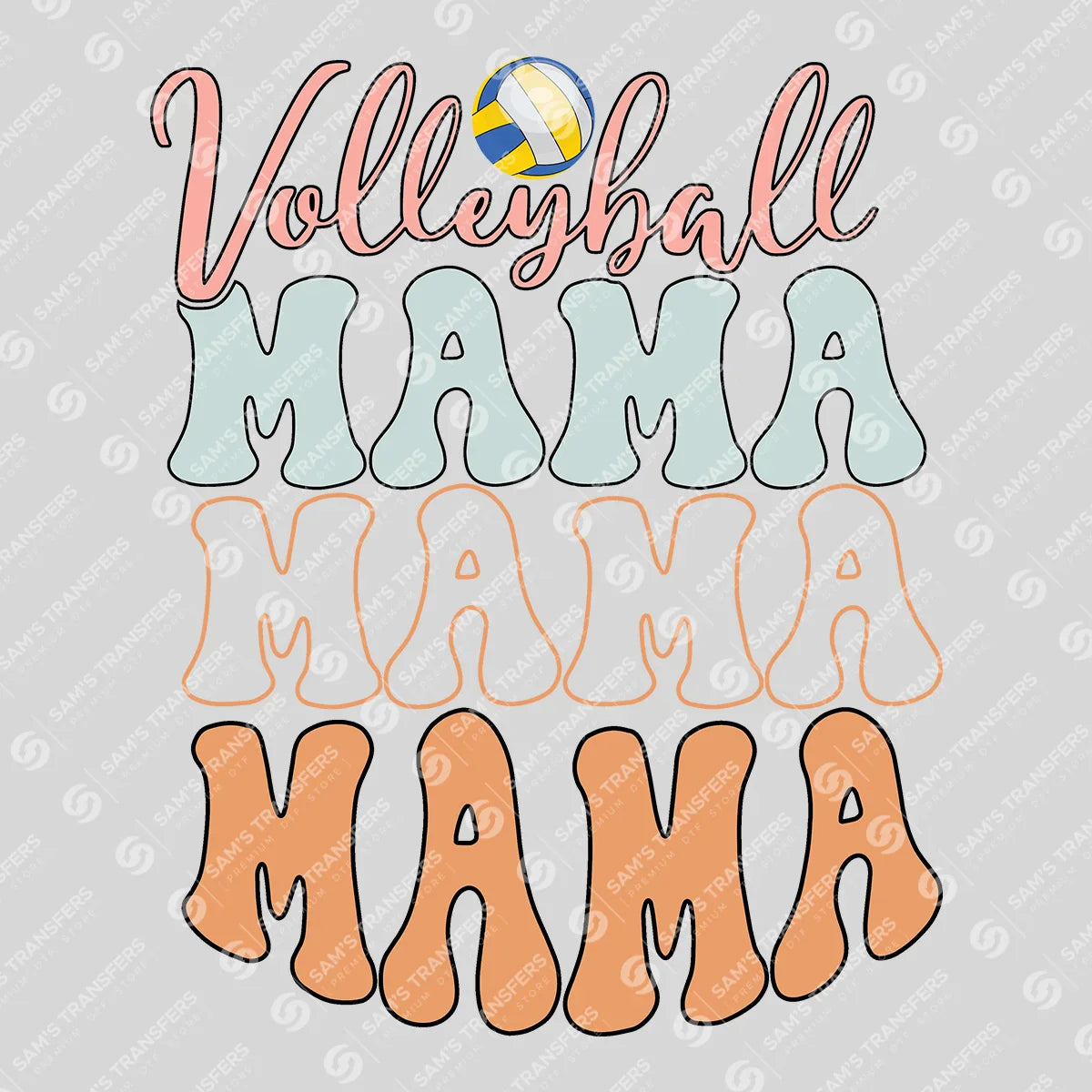 Apparel featuring a Volleyball Mama Retro-themed DTF transfer.