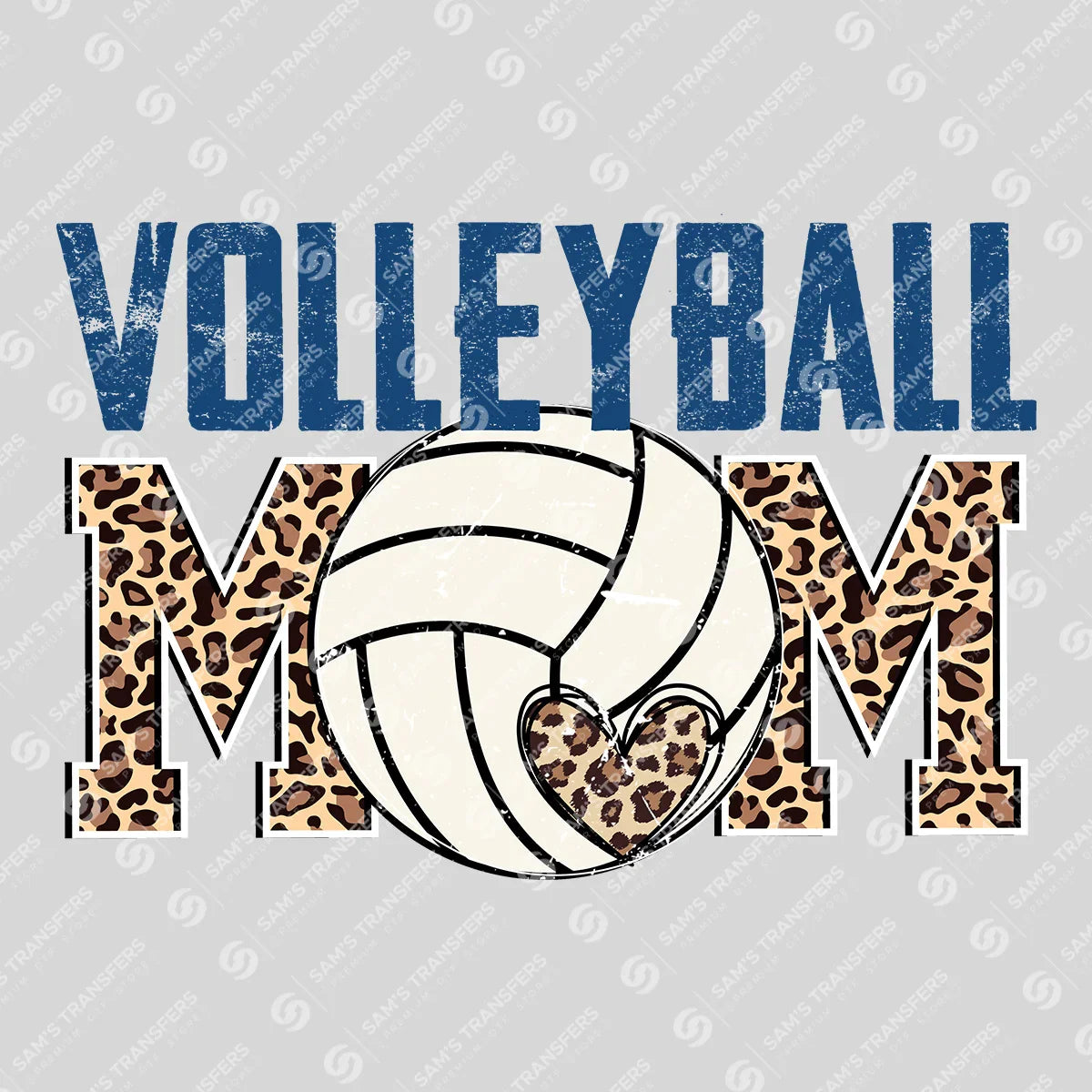 Apparel featuring a Volleyball Mom Leopard Heart-themed DTF transfer.