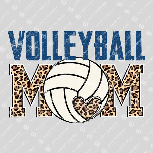 Apparel featuring a Volleyball Mom Leopard Heart-themed DTF transfer.