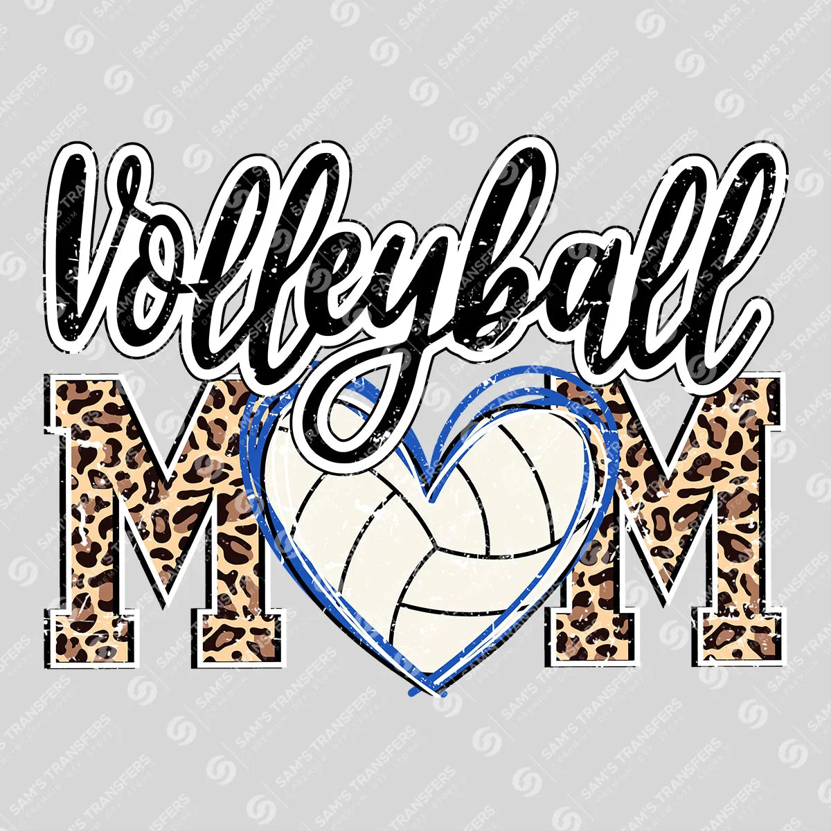 Apparel featuring a Volleyball Mom Blue Heart-themed DTF transfer.
