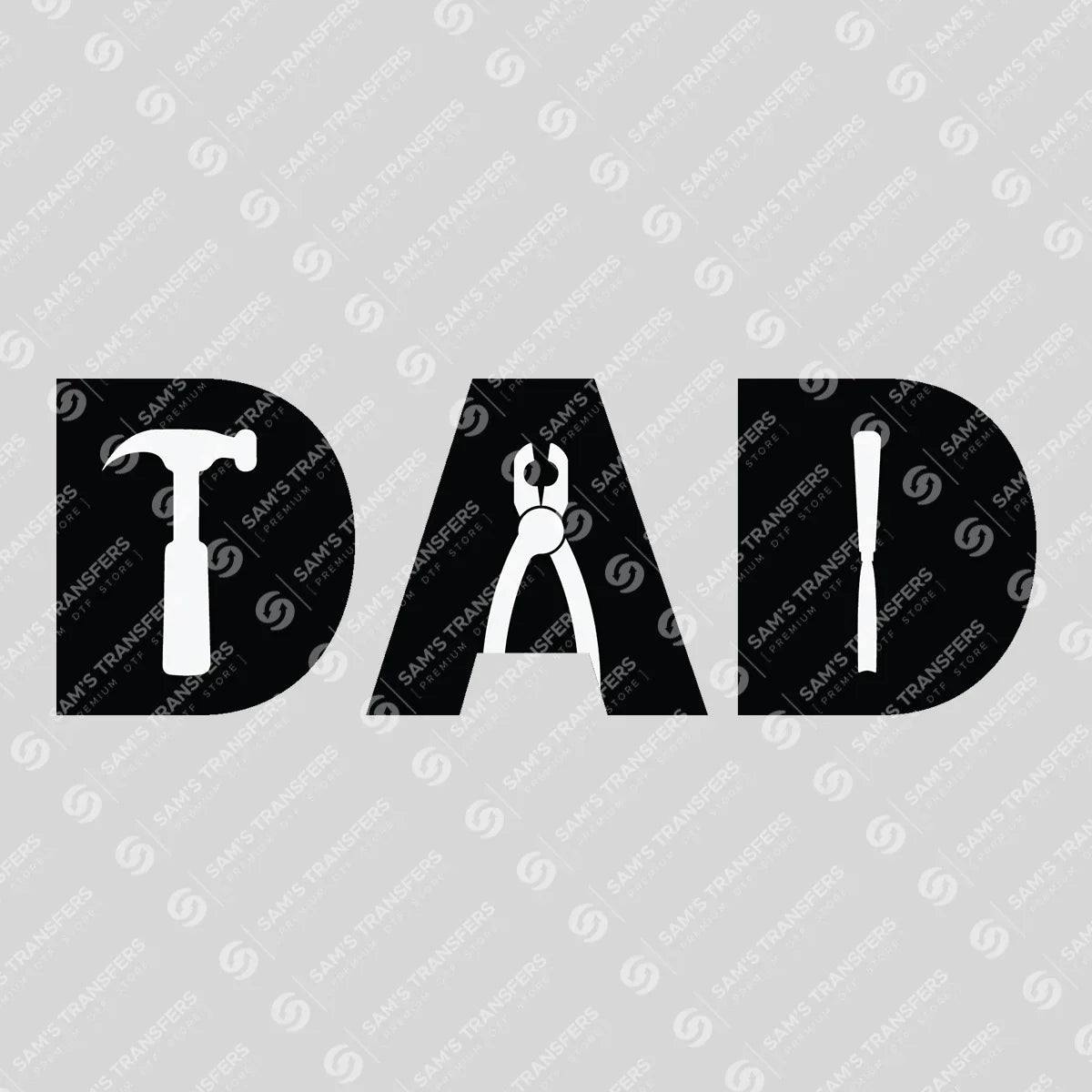 Apparel featuring a Dad Tools-themed DTF transfer.