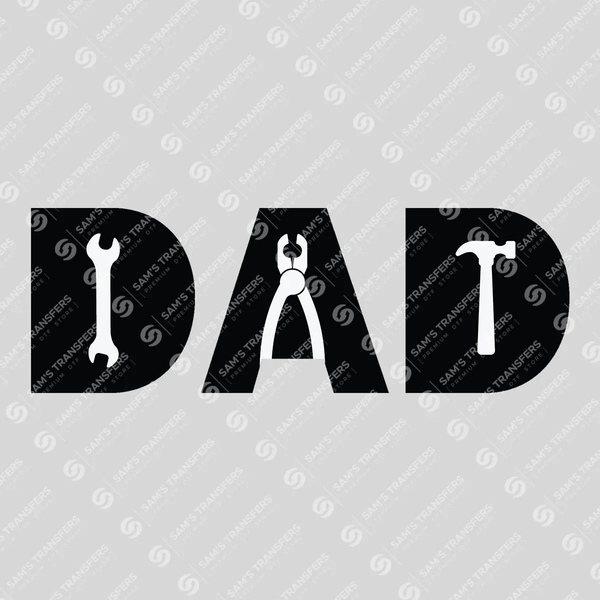 Apparel featuring a Dad Tools Wrench-themed DTF transfer.