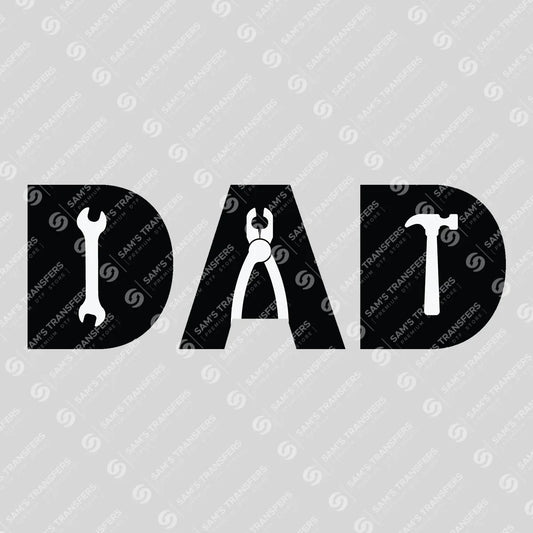 Apparel featuring a Dad Tools Wrench-themed DTF transfer.