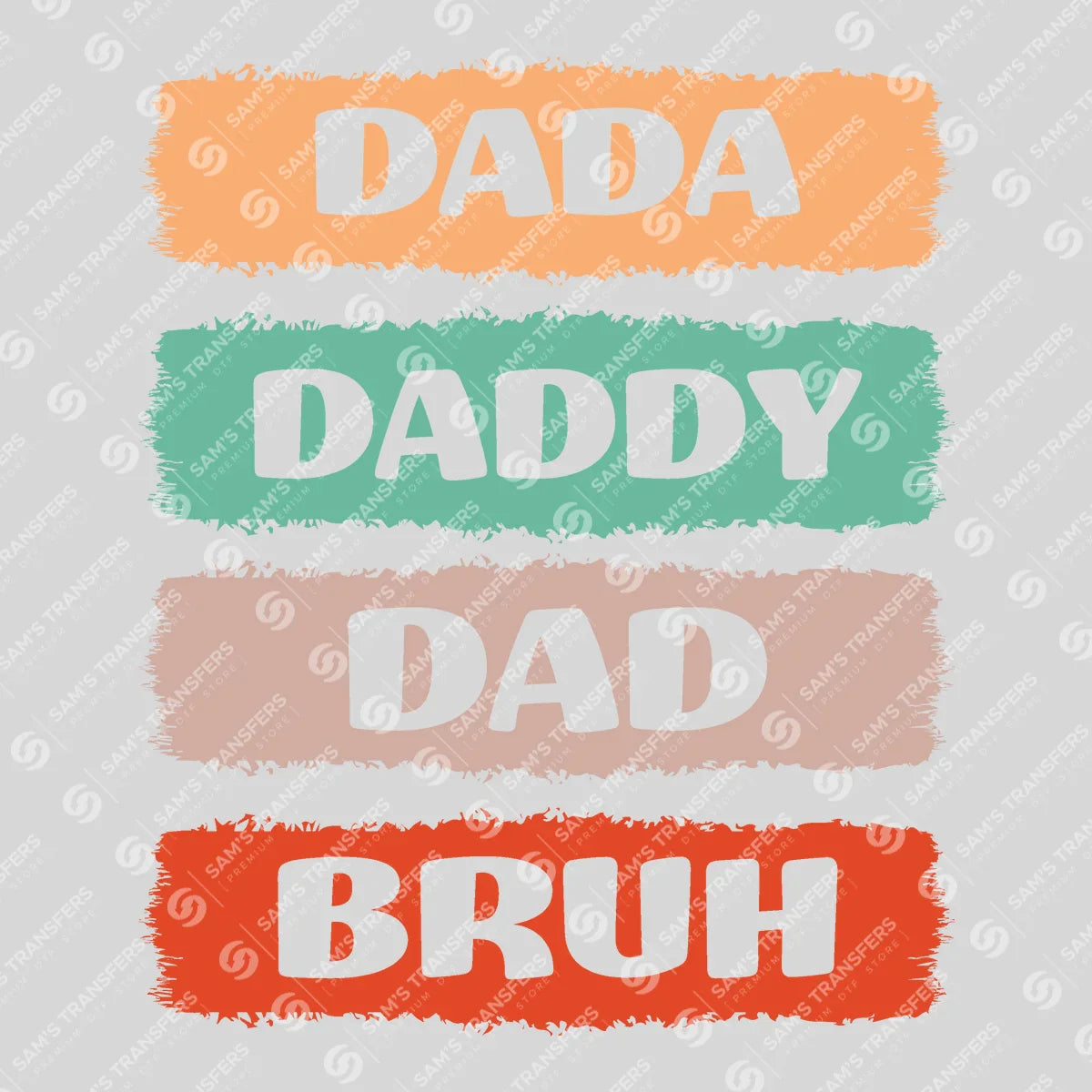 Apparel featuring a Dada Daddy Dad Bruh Brush Muted-themed DTF transfer.