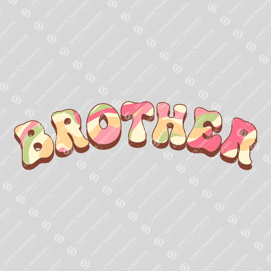 Apparel featuring a Brother Retro Pastel-themed DTF transfer.