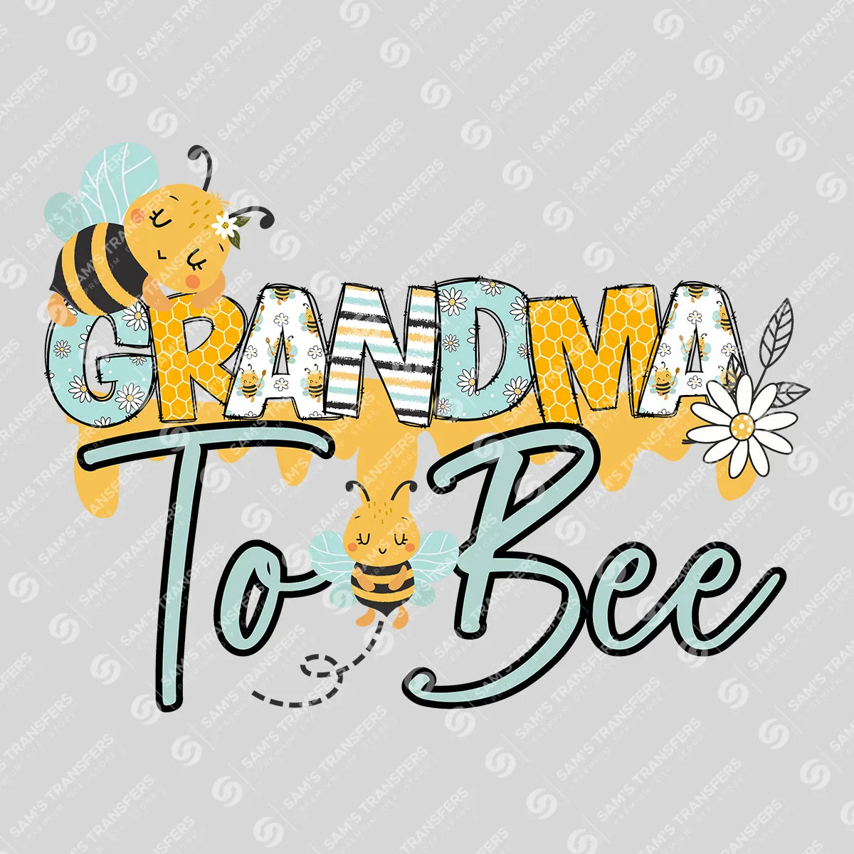 Apparel featuring a Grandma To Bee-themed DTF transfer.