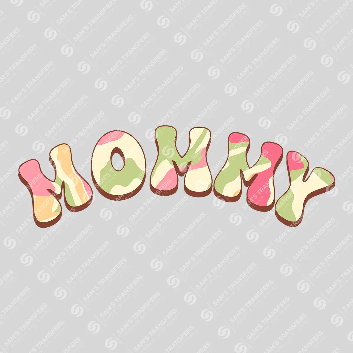 Apparel featuring a Mommy Retro Pastel-themed DTF transfer.