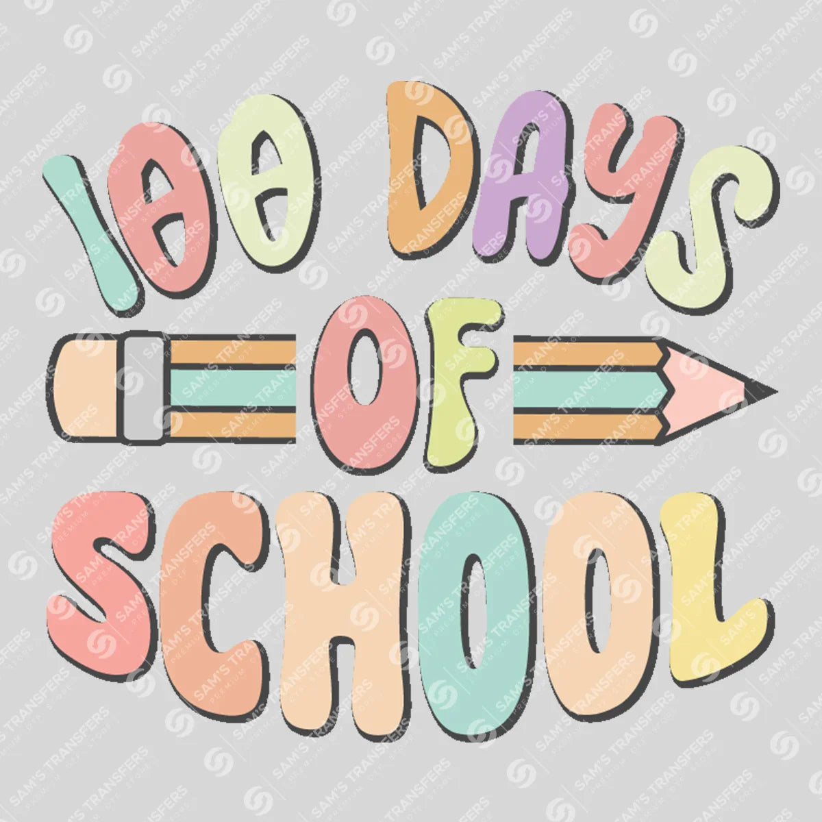 Apparel featuring a 100 Days Of School Pencil Arrow-themed DTF transfer.