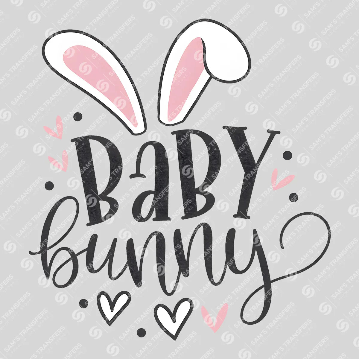 Apparel featuring a Baby Bunny-themed DTF transfer.