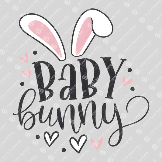 Apparel featuring a Baby Bunny-themed DTF transfer.