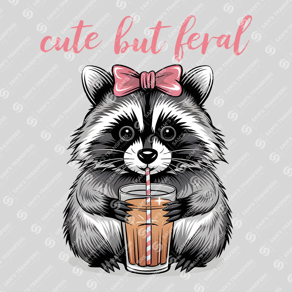 Apparel featuring a Cute But Feral Raccoon-themed DTF transfer.