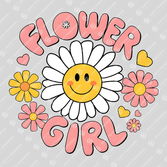Apparel featuring a Flower Girl Daisy-themed DTF transfer.