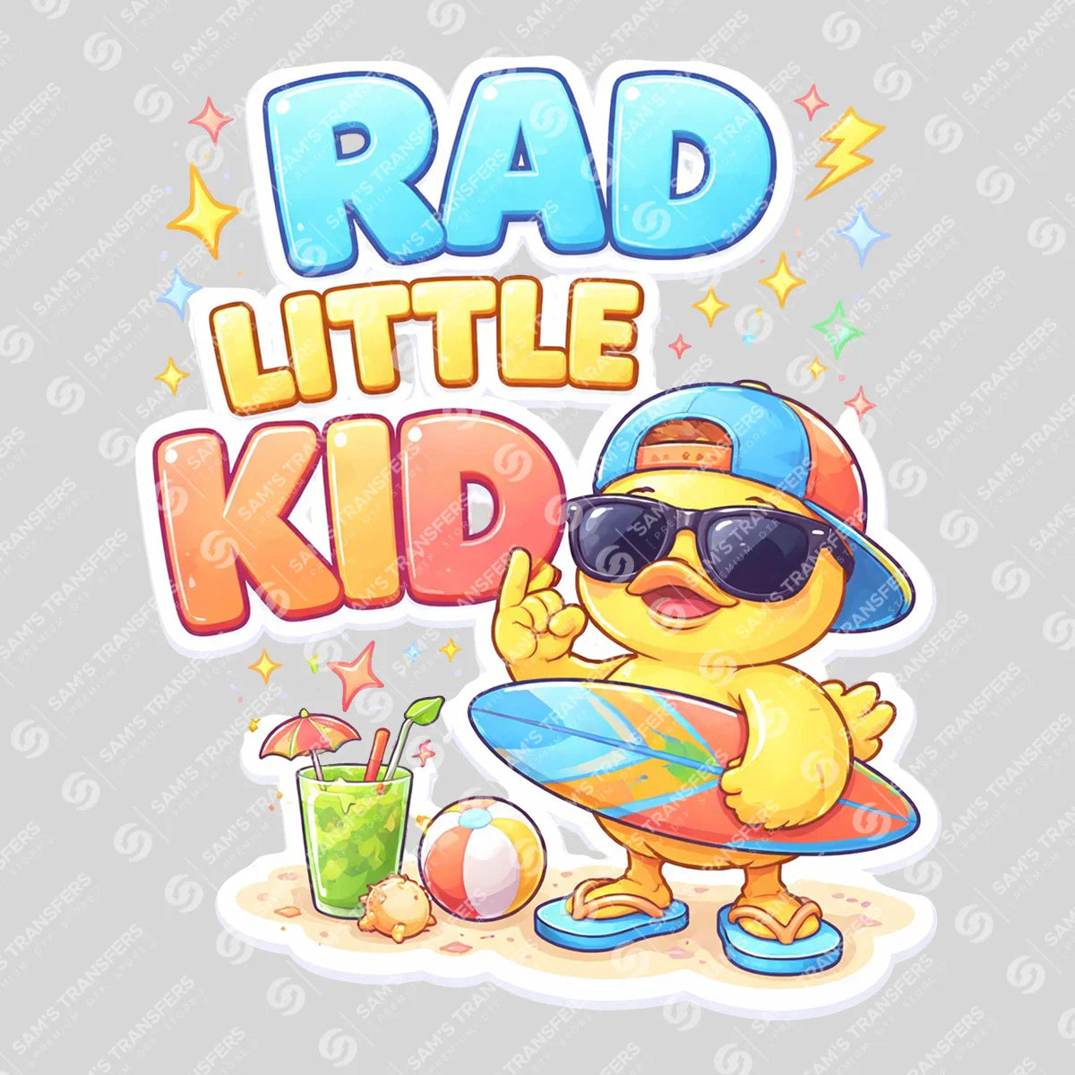 Apparel featuring a Rad Little Kid-themed DTF transfer.