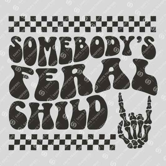 Apparel featuring a Somebody's Feral Child Checkered-themed DTF transfer.