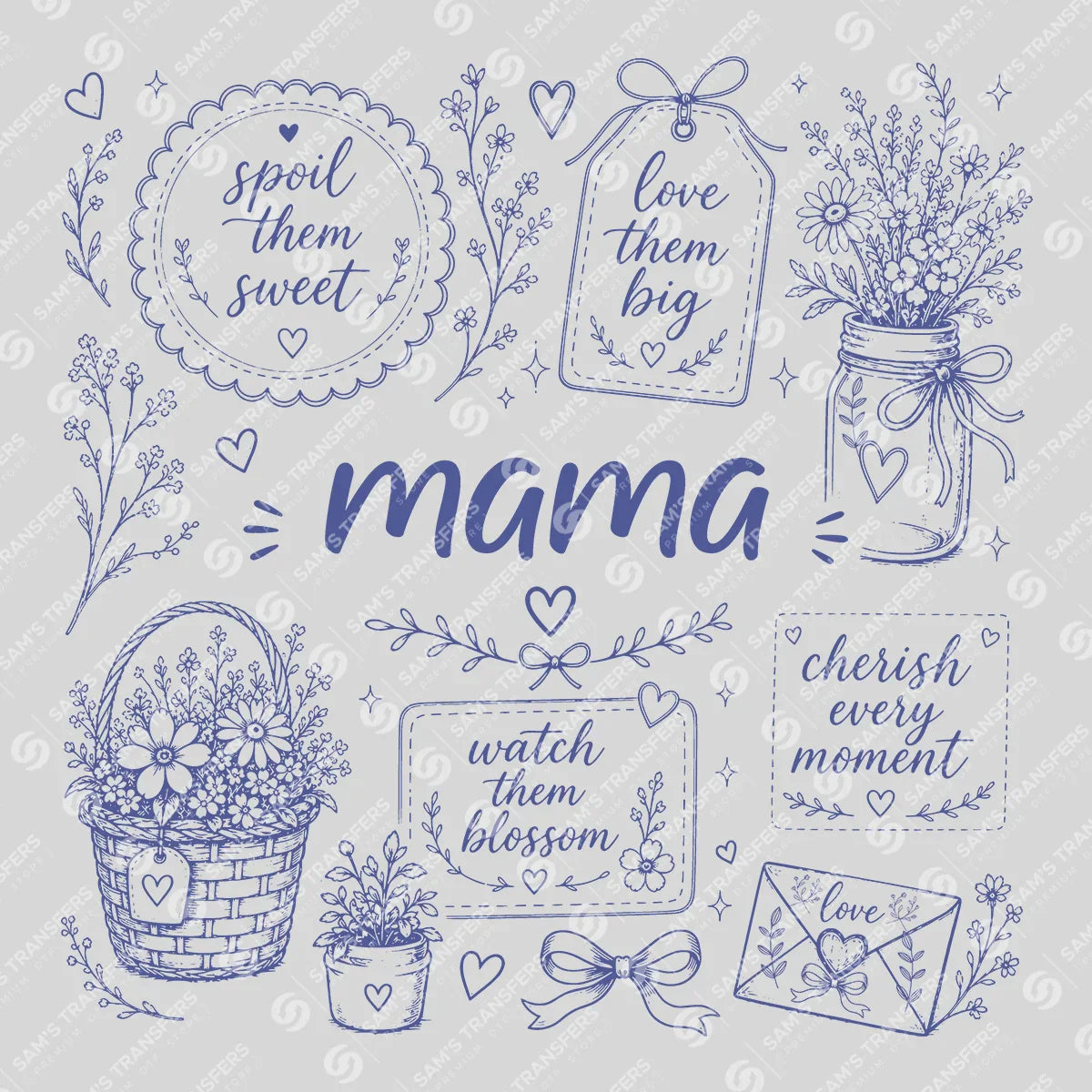 Apparel featuring a Mama Wildflower-themed DTF transfer.