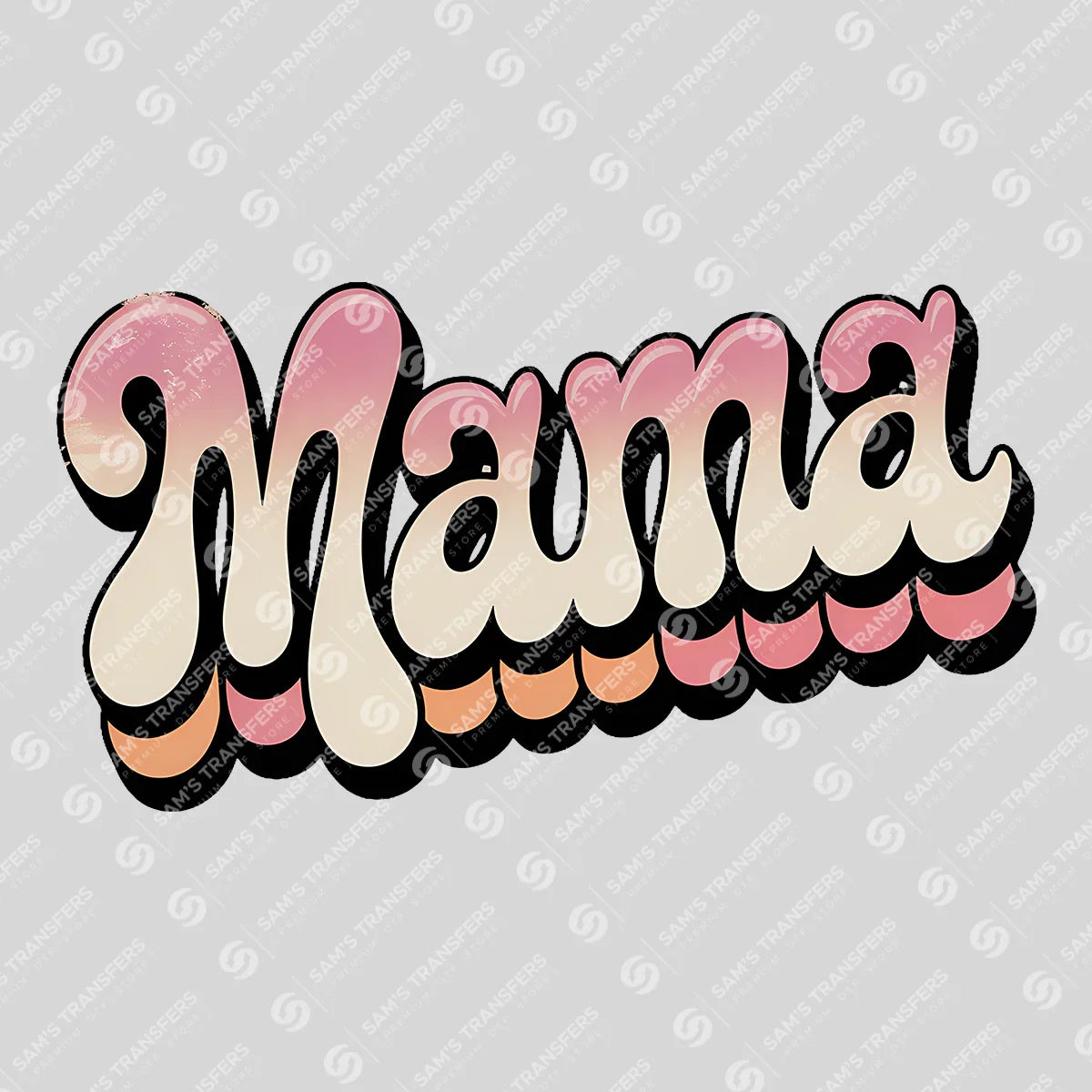 Apparel featuring a Mama Retro-themed DTF transfer.