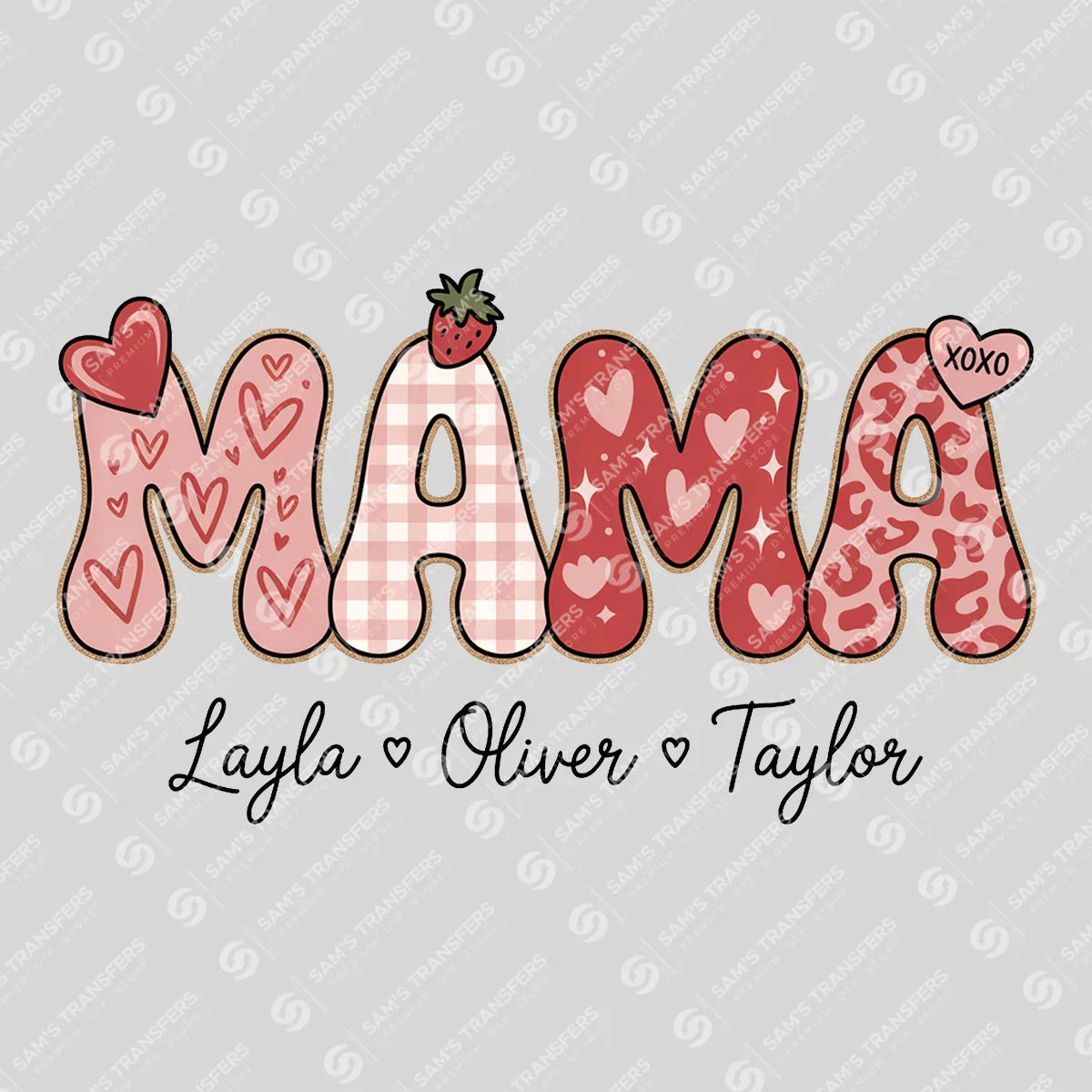 Apparel featuring a Mama Valentine-themed DTF transfer.