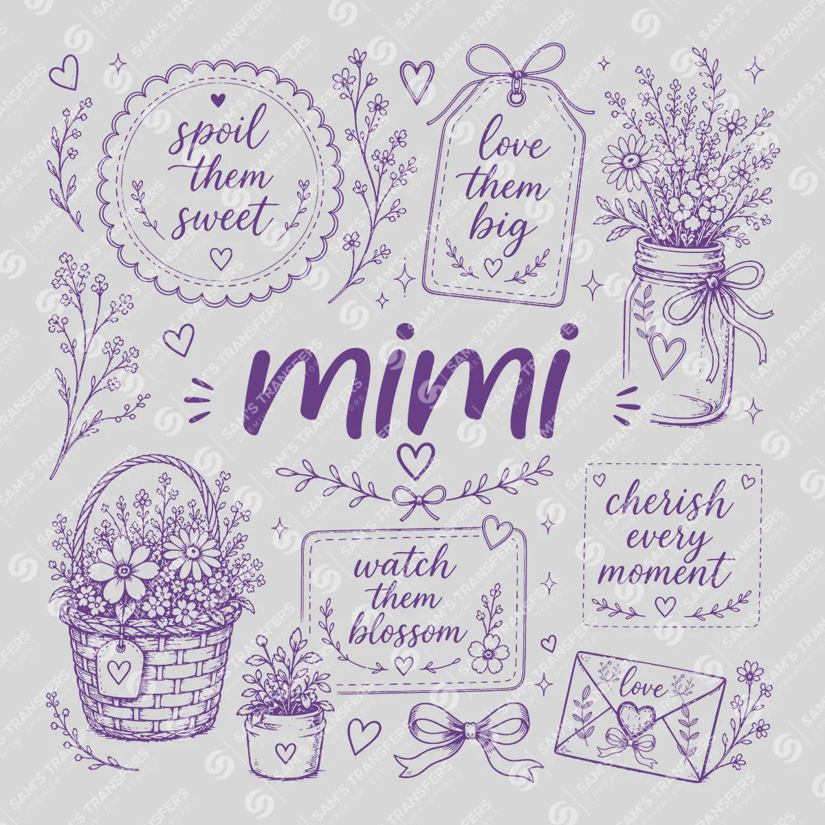 Apparel featuring a Mimi Wildflower-themed DTF transfer.