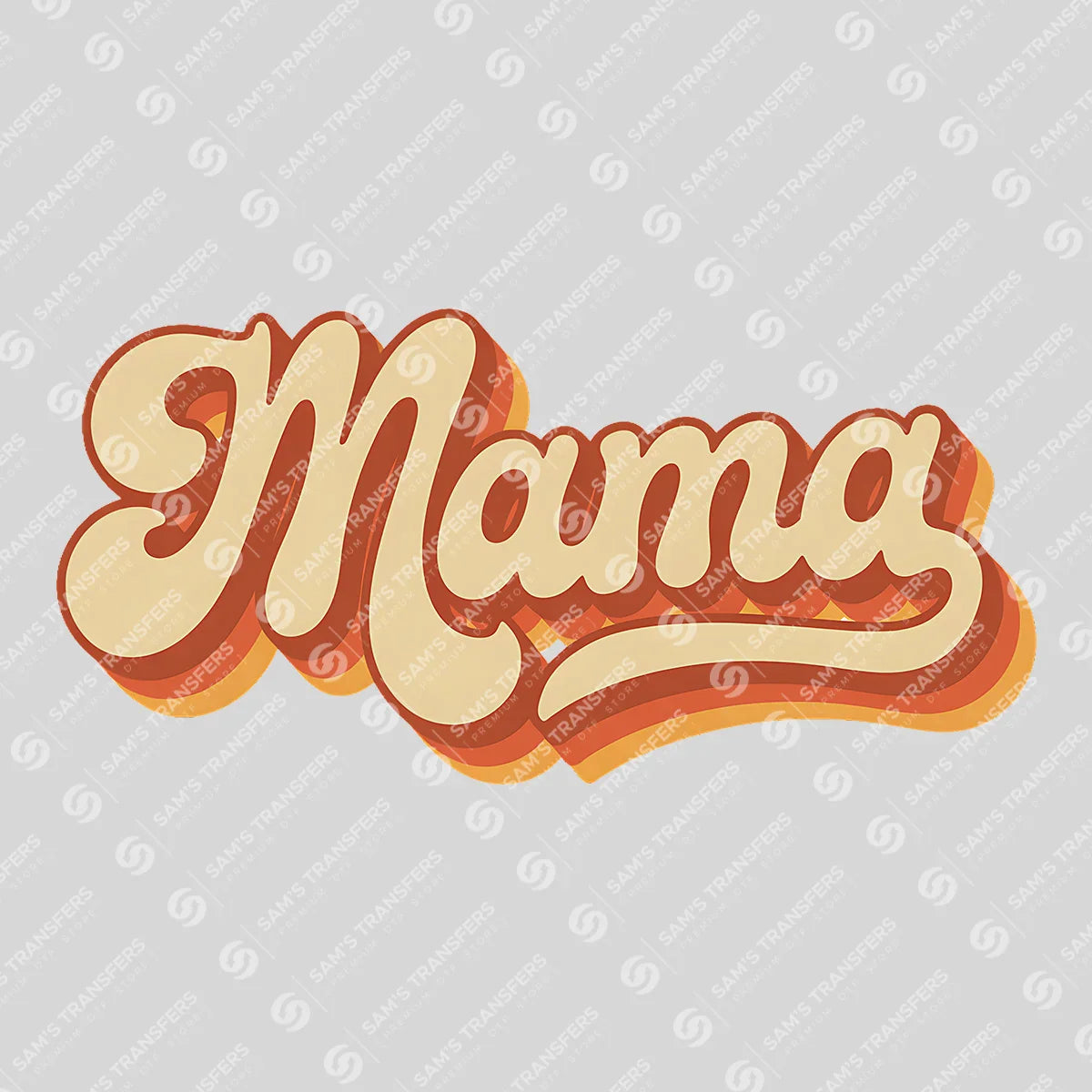 Apparel featuring a Mama Retro Orange-themed DTF transfer.
