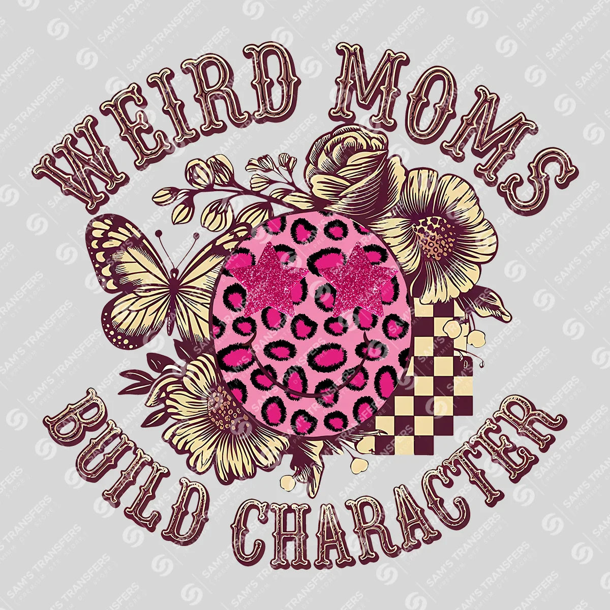 Apparel featuring a Weird Moms Build Character-themed DTF transfer.