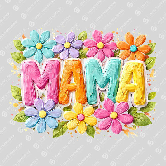 Apparel featuring a Mama Floral-themed DTF transfer.