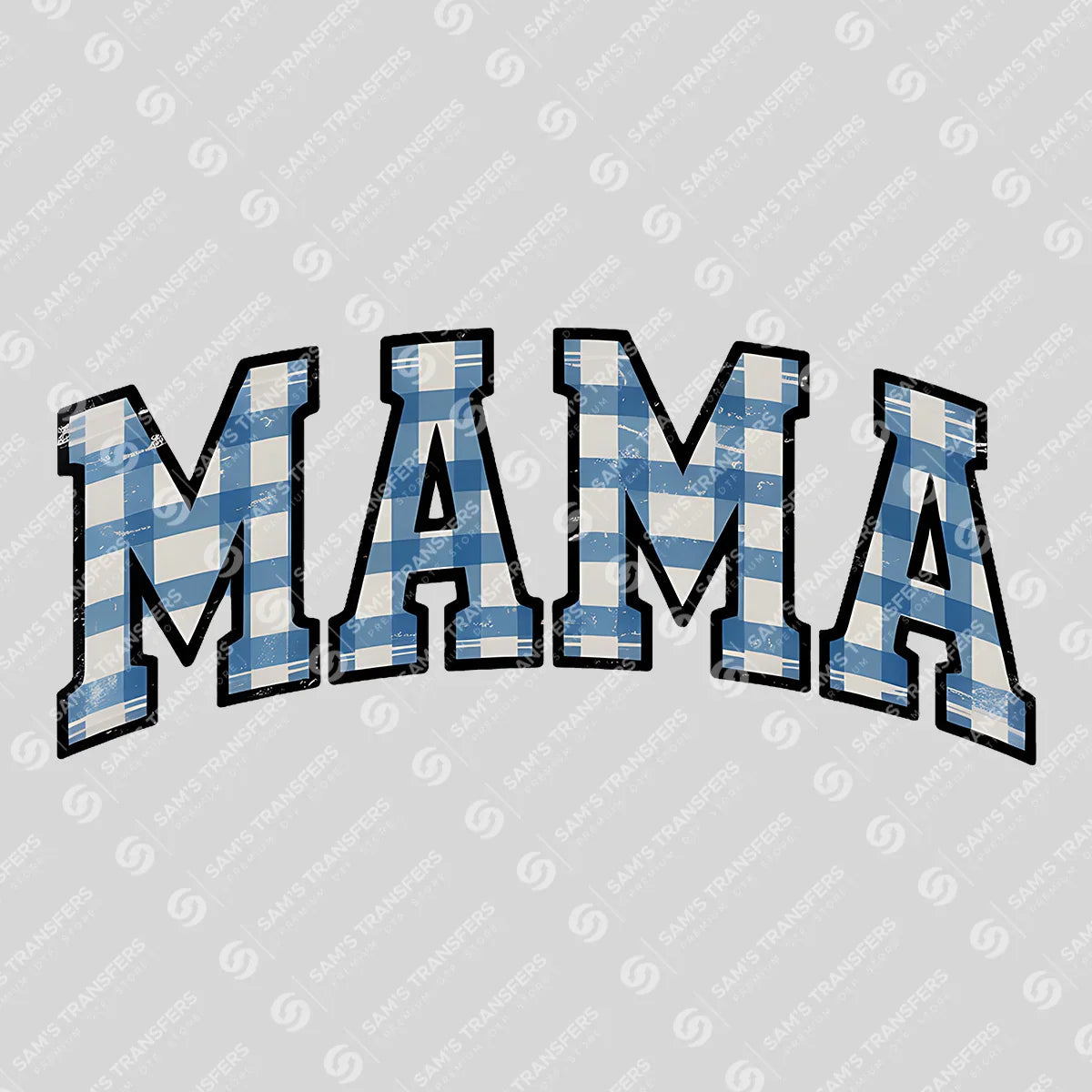Apparel featuring a Mama Gingham-themed DTF transfer.
