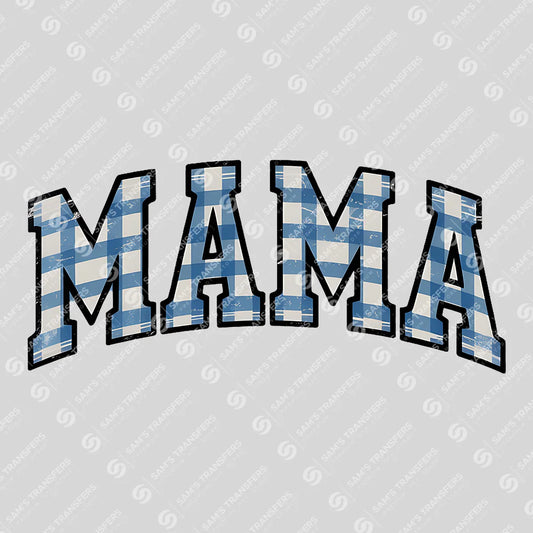 Apparel featuring a Mama Gingham-themed DTF transfer.