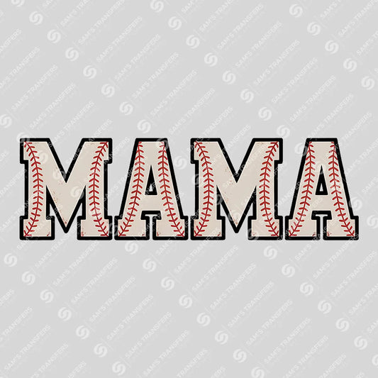 Apparel featuring a Mama Baseball-themed DTF transfer.