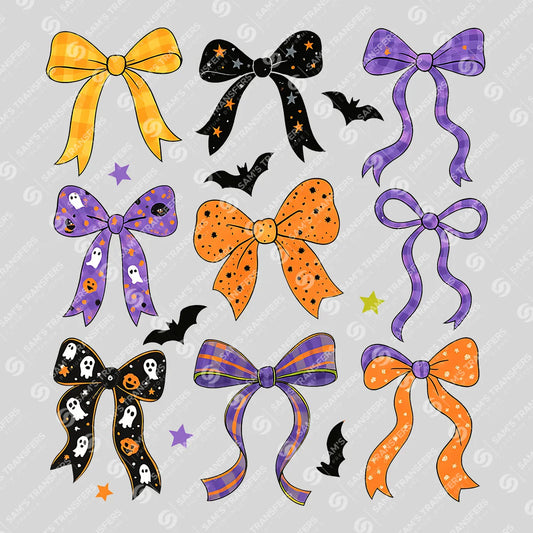 Apparel featuring a Halloween Coquette Bows-themed DTF transfer.