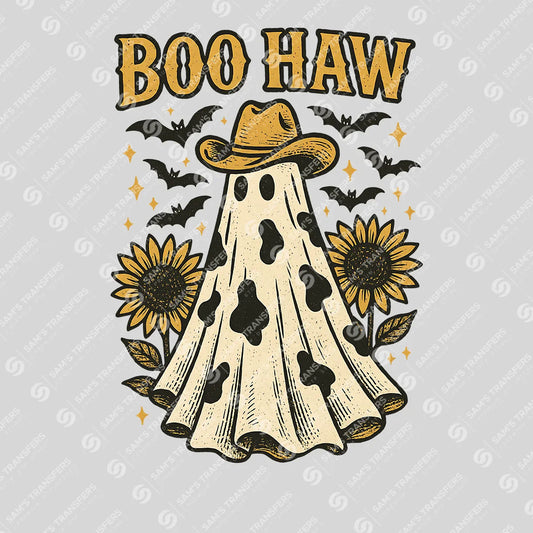 Apparel featuring a Boo Haw-themed DTF transfer.